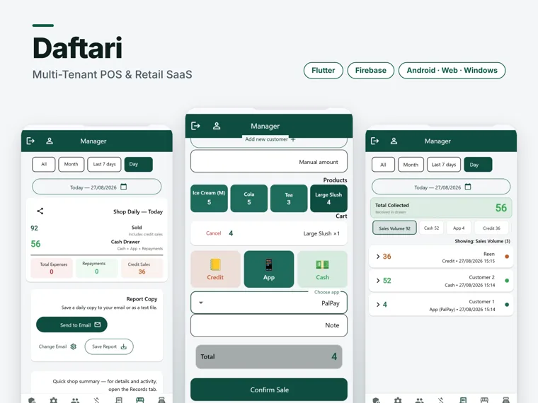 Screens of Multi-Tenant Shop Management Platform