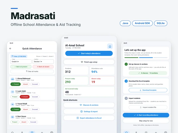 Screens of School Attendance & Follow-up App